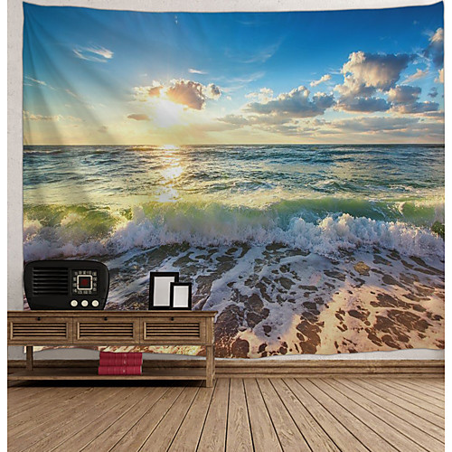 

Wall Tapestry Art Decor Blanket Curtain Picnic Tablecloth Hanging Home Bedroom Living Room Dorm Decoration Landscape Sea Ocean Beach Wave Rosy Cloud