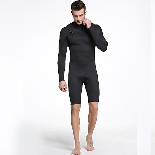 

Men's Shorty Wetsuit 3mm SCR Neoprene Diving Suit Anatomic Design Stretchy Long Sleeve Back Zip Solid Colored Autumn / Fall Spring Summer / Winter / Micro-elastic