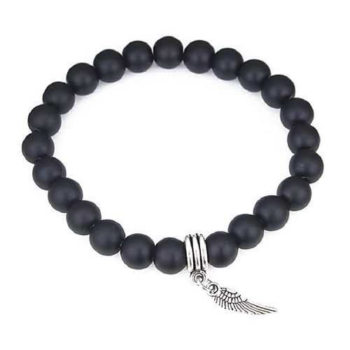 

Women's Onyx Obsidian Bead Bracelet Wings Ladies Vintage Fashion Agate Bracelet Jewelry Black For Daily School