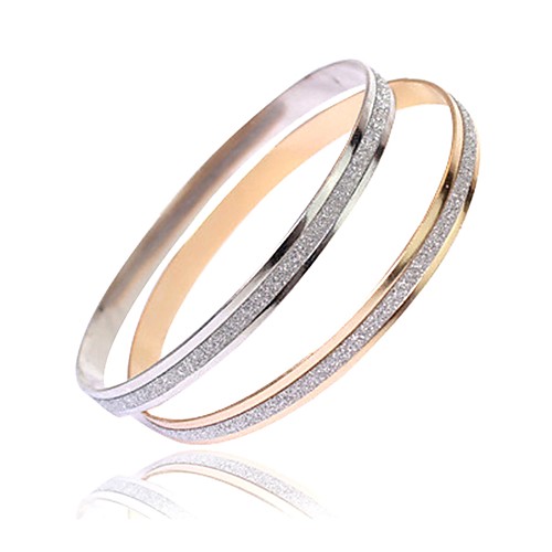 

2pcs Women's Bracelet Bangles Classic Friendship Ladies Simple Fashion Italian everyday Steel Stainless Bracelet Jewelry Rose Gold / Silver For Daily Birthday