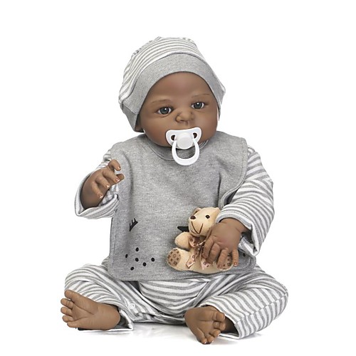 

NPKCOLLECTION 24 inch NPK DOLL Reborn Doll Baby Boy African Doll Reborn Toddler Doll lifelike Gift Child Safe Non Toxic Tipped and Sealed Nails with Clothes and Accessories for Girls' Birthday and