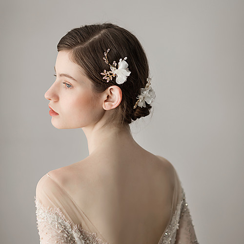 

Tulle Hair Pin with Flower 1 Piece Wedding / Party / Evening Headpiece