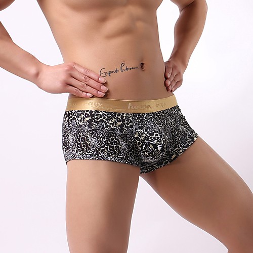 

Men's Print Sexy Boxers Underwear - Normal, Leopard Low Waist Dark Gray M L XL / Club