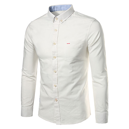 

Men's Shirt Solid Colored Long Sleeve Daily Tops Cotton Business White Navy Blue Gray