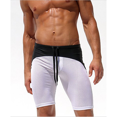 

Men's Sporty Bottoms Swimsuit Solid Colored Swimwear Bathing Suits White Black