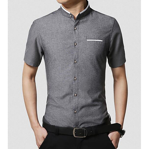 

Men's Shirt Solid Colored Short Sleeve Daily Tops Blue Blushing Pink Dark Gray