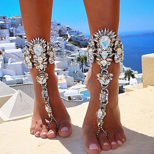 

Barefoot Sandals feet jewelry Ladies European Bikini Women's Body Jewelry For Daily Bikini Thick Chain Imitation Diamond Alloy Gold Silver 1pc