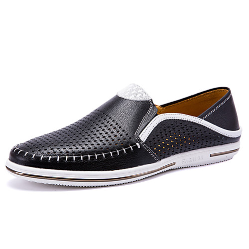 

Men's Fall / Spring & Summer Casual / British Daily Outdoor Loafers & Slip-Ons Nappa Leather Breathable Non-slipping Wear Proof White / Black / Brown Color Block