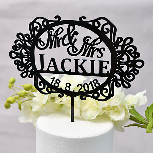 

Cake Topper Classic Theme / Wedding New / Hollow Acryic / Polyester Wedding / Anniversary with Acrylic 1 pcs OPP