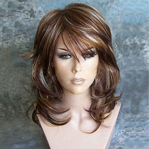 

Synthetic Wig Curly Minaj Layered Haircut Wig Burgundy Long Medium Brown / Strawberry Blonde Synthetic Hair Women's Party Burgundy