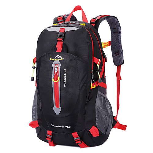 

40 L Hiking Backpack Breathable Rain Waterproof Wear Resistance Outdoor Hiking Camping School Nylon Black Red Blue