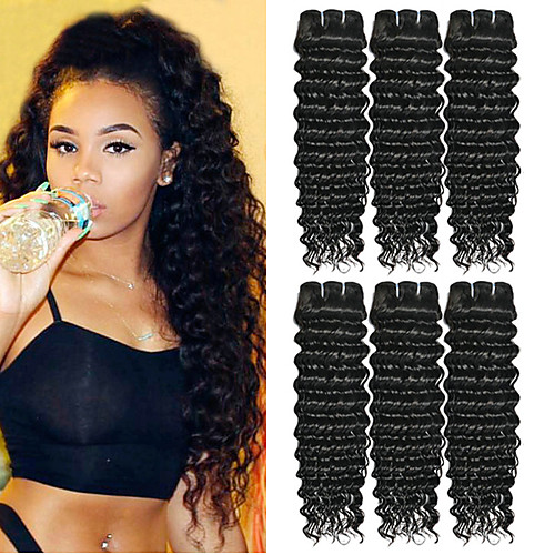 

6 Bundles Indian Hair Curly Human Hair 300 g Natural Color Hair Weaves / Hair Bulk Human Hair Extensions 8-28 inch Natural Color Human Hair Weaves Fashionable Design Best Quality For Black Women / 8A