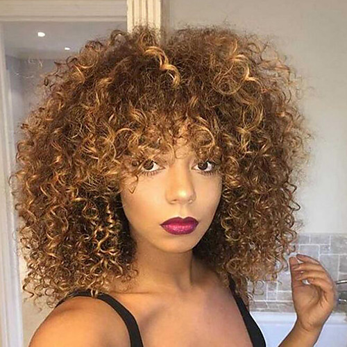 

Synthetic Wig Kinky Curly Kinky Curly Wig Blonde Medium Length Blonde Synthetic Hair Women's Highlighted / Balayage Hair Blonde