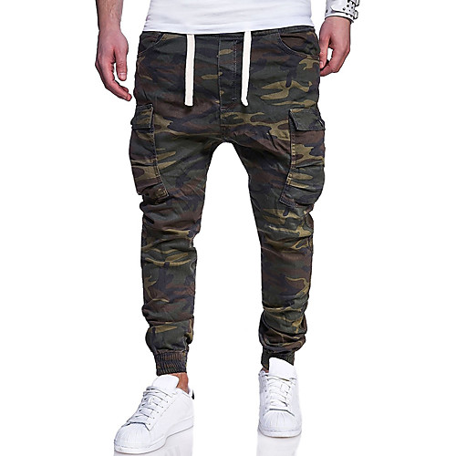 

Men's Basic Plus Size Daily Weekend Slim Chinos / Cargo wfh Sweatpants - Color Block / Camo / Camouflage Print Army Green XXL XXXL XXXXL