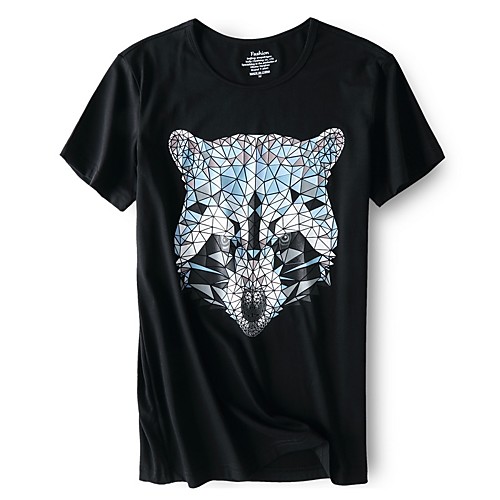 

Men's T shirt Animal Short Sleeve Daily Tops Basic White Black Navy Blue