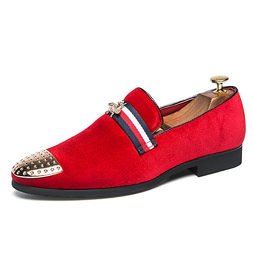 

Men's Suede Shoes Moccasin Driving Shoes Spring / Fall Casual / British Wedding Party & Evening Loafers & Slip-Ons Suede Breathable Handmade Non-slipping Black / Red / Rhinestone