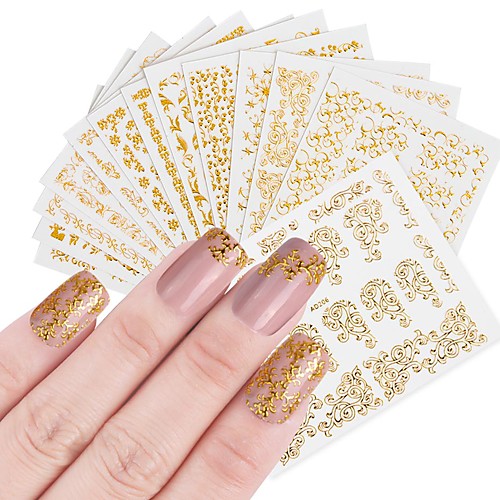 

12 pcs Artificial Nail Tips Nail Jewelry Full Nail Stickers nail art Manicure Pedicure Fashionable Design / Creative Professional / Nail Decals Daily Wear