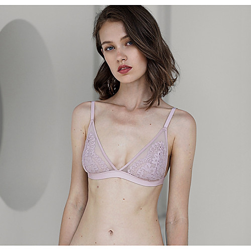 

Women's Lace Print Wireless 3/4 Cup Bras Floral Jacquard Embroidered Sexy Daily Going out Work Black White Lavender