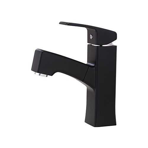 

Bathroom Sink Faucet - Widespread / Design Black Deck Mounted Single Handle One HoleBath Taps