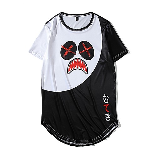 

Men's T shirt Skull Print Short Sleeve Daily Tops Cotton Exaggerated Black Red Light Green