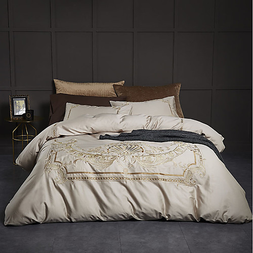 

Duvet Cover Sets Luxury / Contemporary 100% Cotton / 100% Egyptian Cotton Embroidery 4 PieceBedding Sets / 300 / 4pcs (1 Duvet Cover, 1 Flat Sheet, 2 Shams)