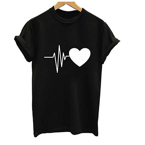 

Women's T shirt Solid Colored Short Sleeve Daily Tops White Red