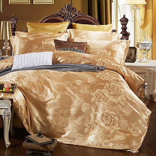 

Duvet Cover Sets Luxury Silk / Cotton Blend Jacquard 4 PieceBedding Sets / 4pcs (1 Duvet Cover, 1 Flat Sheet, 2 Shams)