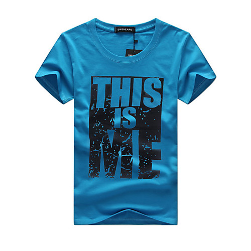 

Men's Plus Size Graphic Letter T-shirt - Cotton Street chic Sports Weekend Round Neck Wine / White / Black / Blue / Red / Yellow / Army Green / Navy Blue / Short Sleeve