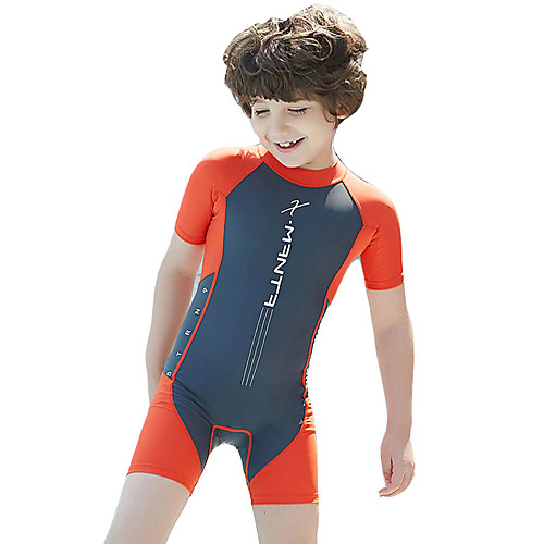 

Dive&Sail Boys' Rash Guard Dive Skin Suit Elastane Swimwear UV Sun Protection Breathable Short Sleeve Back Zip - Swimming Diving Snorkeling Fashion Summer