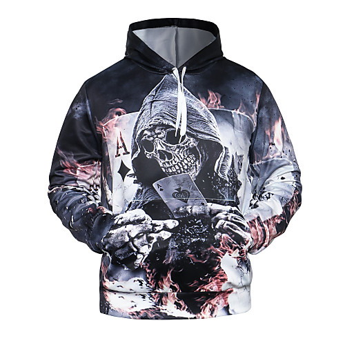 

Men's Plus Size Hoodie 3D Skull Print Hooded Halloween Daily Basic Exaggerated Hoodies Sweatshirts Long Sleeve Loose Black / Fall