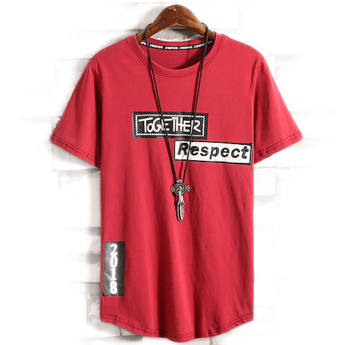 

Men's T shirt Letter Short Sleeve Daily Tops White Red Khaki