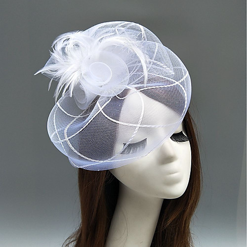 

Feather / Net Fascinators / Hats / Headdress with Feather / Floral / Flower 1pc Wedding / Special Occasion / Horse Race Headpiece