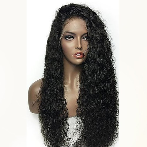 

Remy Human Hair Lace Front Wig Layered Haircut Rihanna style Brazilian Hair Curly Black Wig 180% Density with Baby Hair Natural Hairline Women's Long Human Hair Lace Wig Aili Young Hair