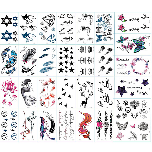 

30 pcs Tattoo Stickers Temporary Tattoos Totem Series / Animal Series / Flower Series Body Arts Brachium