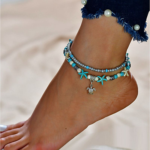 

Anklet feet jewelry Double Layered Women's Body Jewelry For Going out Bikini Turquoise Alloy Turtle Cheap Lotus Silver Elephant