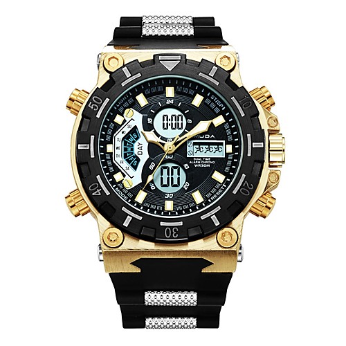 

Men's Sport Watch Digital Watch Japanese Quartz Silicone Black 30 m Water Resistant / Waterproof Calendar / date / day Chronograph Analog - Digital Luxury Fashion - Gold Black Two Years Battery Life