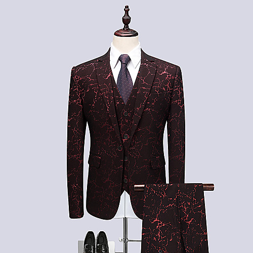 

Tuxedos Standard Fit Notch Single Breasted One-button Polyester Waves
