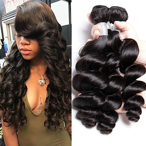 

3 Bundles Hair Weaves Brazilian Hair Wavy Human Hair Extensions Remy Human Hair 100% Remy Hair Weave Bundles 300 g Natural Color Hair Weaves / Hair Bulk Human Hair Extensions 8-28 inch Natural Color