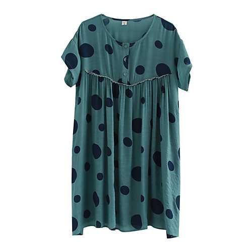 

Women's Tunic Short Mini Dress Red Green Short Sleeve Round Neck M L XL XXL