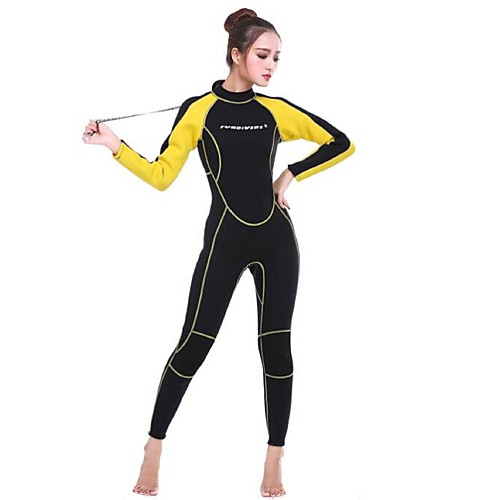 

Women's Full Wetsuit 3mm SCR Neoprene Diving Suit UV Resistant Anatomic Design Long Sleeve Back Zip Solid Colored Autumn / Fall Spring Winter