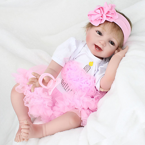 

NPK DOLL 22 inch Reborn Doll Girl Doll Baby Girl Reborn Baby Doll lifelike Hand Made Child Safe Non Toxic Tipped and Sealed Nails Cloth 3/4 Silicone Limbs and Cotton Filled Body with Clothes and