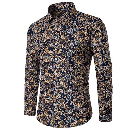 

Men's Shirt Polka Dot Plus Size Long Sleeve Going out Tops Business Blue