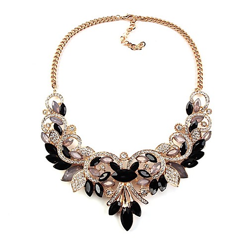 

Women's Crystal Choker Necklace Chain Necklace Cuban Link Cuban Moon Flower Ladies Luxury Colorful Oversized Acrylic Alloy Red / Blue Wine Black / Gray Pink / Blue Black 516 cm Necklace Jewelry 1pc
