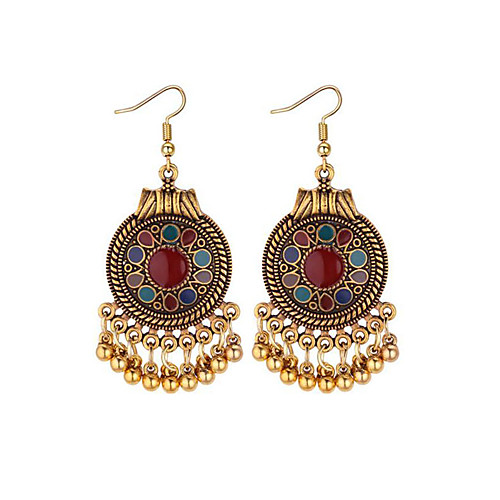 

Women's Drop Earrings Jhumka Earrings Flower Ladies Vintage Fashion Earrings Jewelry Black / Dark Blue / Rainbow For Party / Evening Going out 1 Pair