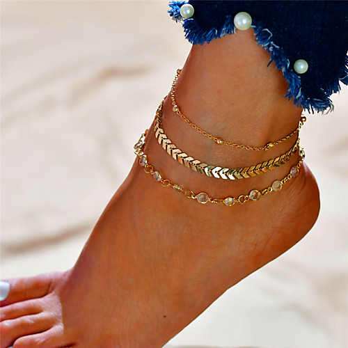 

Anklet feet jewelry Dainty Ladies Fashion Women's Body Jewelry For Gift Daily Layered Alloy Alphabet Shape Gold Silver 1pc