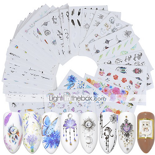 

40 Sheets Nail Stickers Nail Art Water Transfer Stickers Eco-Friendly Watermark Stickers a Variety of Color Printing Trend Patternsr for DIY Nail Art Decorations