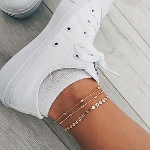 

Ankle Bracelet feet jewelry Ladies Casual / Sporty Korean Women's Body Jewelry For Gift Daily Layered Alloy Teardrop Gold Silver 1pc