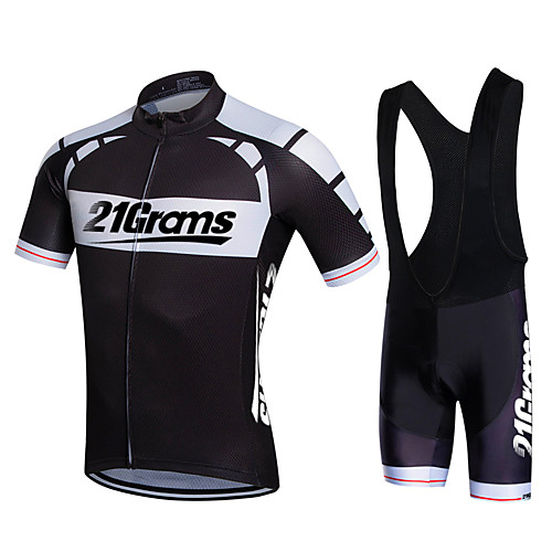 

21Grams Men's Women's Short Sleeve Cycling Jersey with Bib Shorts Black Plus Size Bike Clothing Suit Breathable 3D Pad Quick Dry Sweat-wicking Sports Polyester Lycra Sports Mountain Bike MTB Road