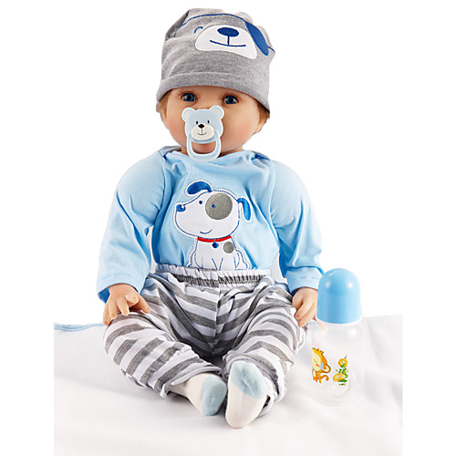 

FeelWind 22 inch Reborn Doll Baby Boy Reborn Baby Doll lifelike Hand Made Child Safe Non Toxic Parent-Child Interaction Cloth 3/4 Silicone Limbs and Cotton Filled Body with Clothes and Accessories