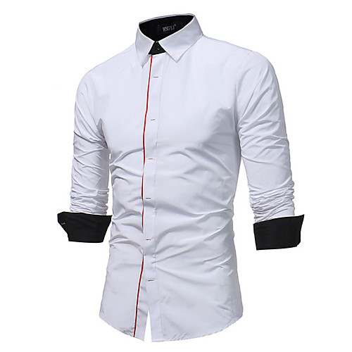 

Men's Shirt Solid Colored Plus Size Long Sleeve Daily Tops Cotton Business White Black Gray